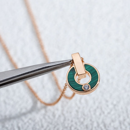 [baslovejewels]GARI NECKLACE PINK GOLD MALACHITE