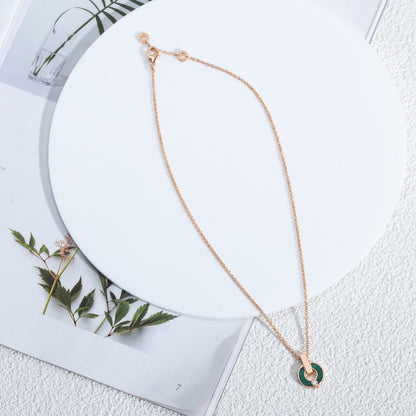 [baslovejewels]GARI NECKLACE PINK GOLD MALACHITE