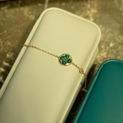 [baslovejewels]SUN MALACHITE 1 DIAMOND PINK GOLD BRACELET