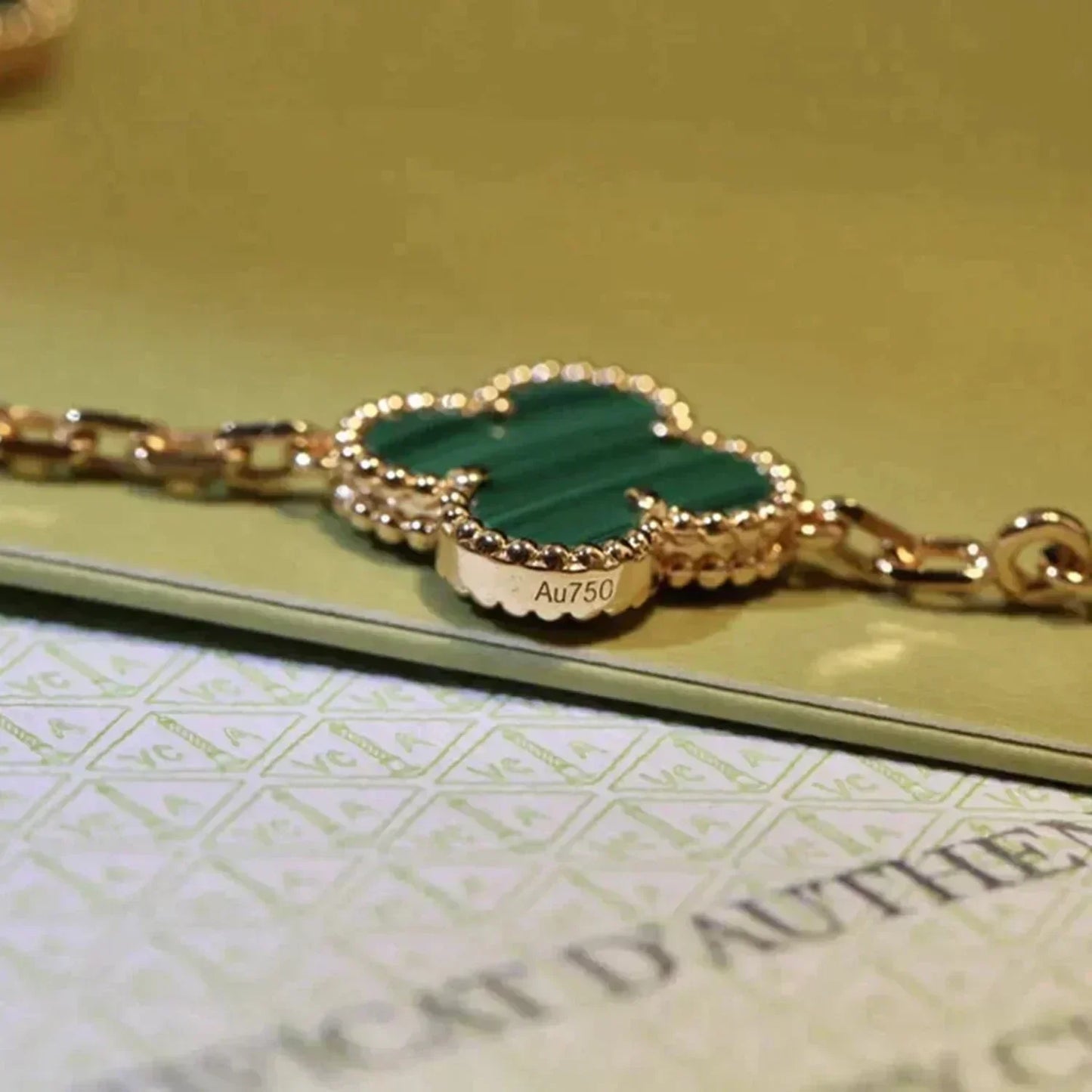 [baslovejewels]CLOVER 5 MOTIFS MALACHITE BRACELET