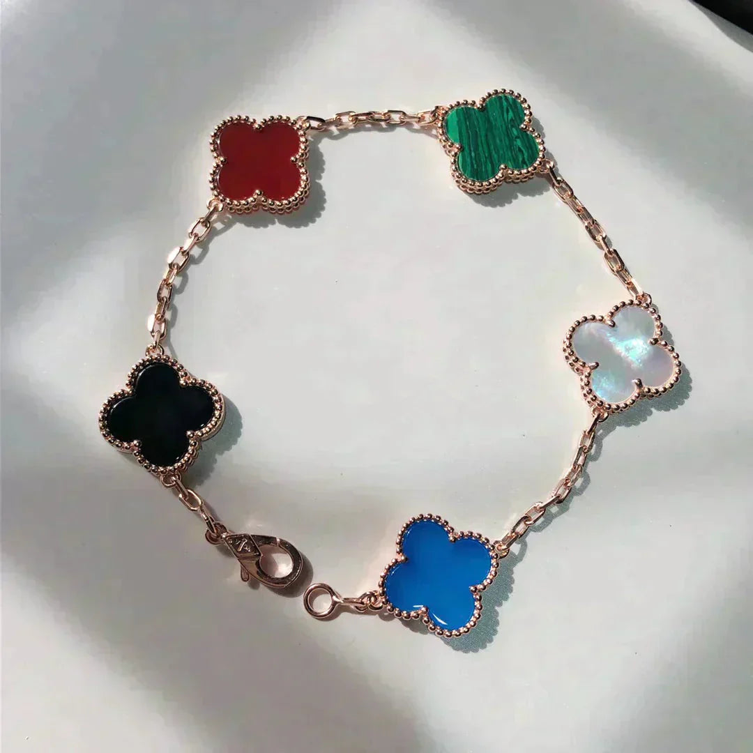 [baslovejewels]CLOVER 5 MOTIFS MULTICOLOR  BRACELET