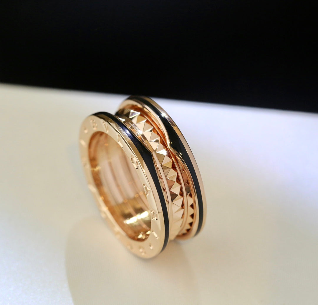 [baslovejewels]ZERO 1 PINK GOLD BLACK CERAMIC RING