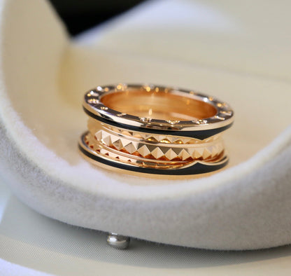 [baslovejewels]ZERO 1 PINK GOLD BLACK CERAMIC RING