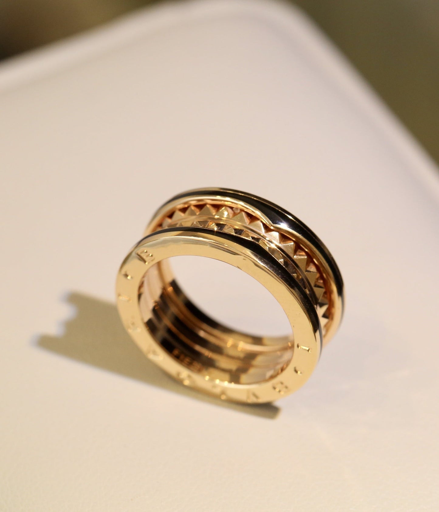 [baslovejewels]ZERO 1 PINK GOLD BLACK CERAMIC RING
