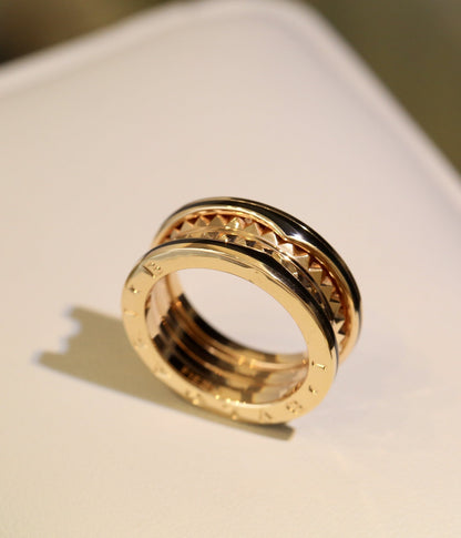 [baslovejewels]ZERO 1 PINK GOLD BLACK CERAMIC RING