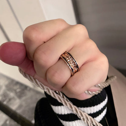[baslovejewels]ZERO 1 PINK GOLD BLACK CERAMIC RING