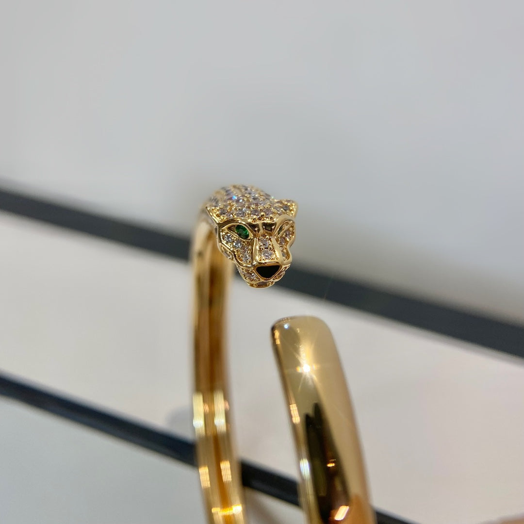 [baslovejewels]PANTHERE GOLD DIAMOND OPEN BRACELET
