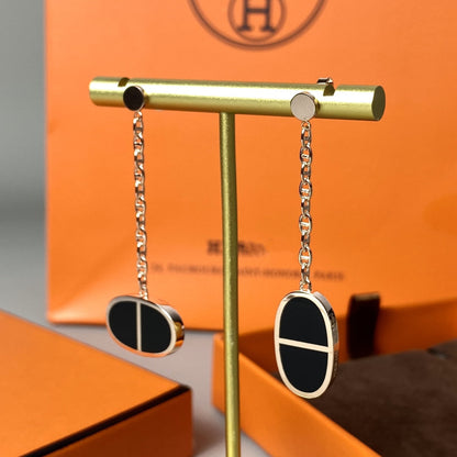 [baslovejewels]CHAINE VERSO BLACK CERAMIC EARRINGS