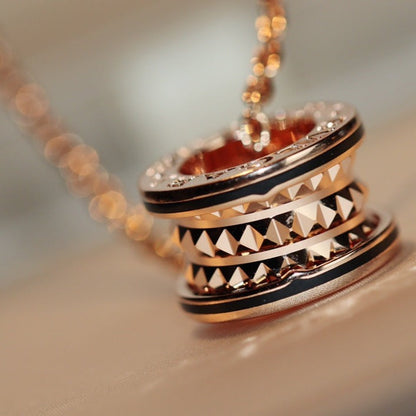 [baslovejewels]ZERO 1 ROCK PEDANT PINK GOLD BLACK NECKLACE