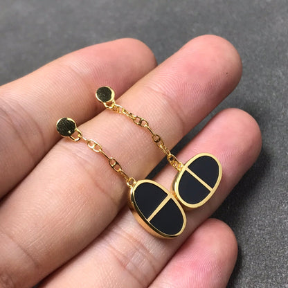 [baslovejewels]CHAINE VERSO BLACK CERAMIC SILVER EARRINGS