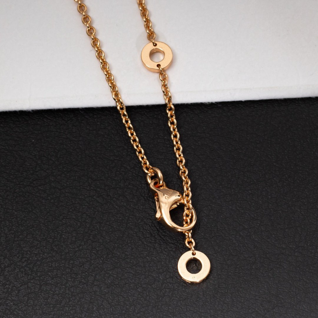 [baslovejewels]ZERO 1 WHITE CERAMIC PINK GOLD DIAMOND NECKLACE