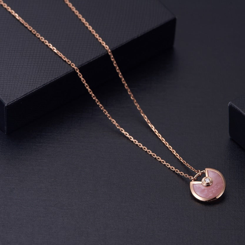[baslovejewels]AMULETTE ROSE GOLD PINK MOP NECKLACE