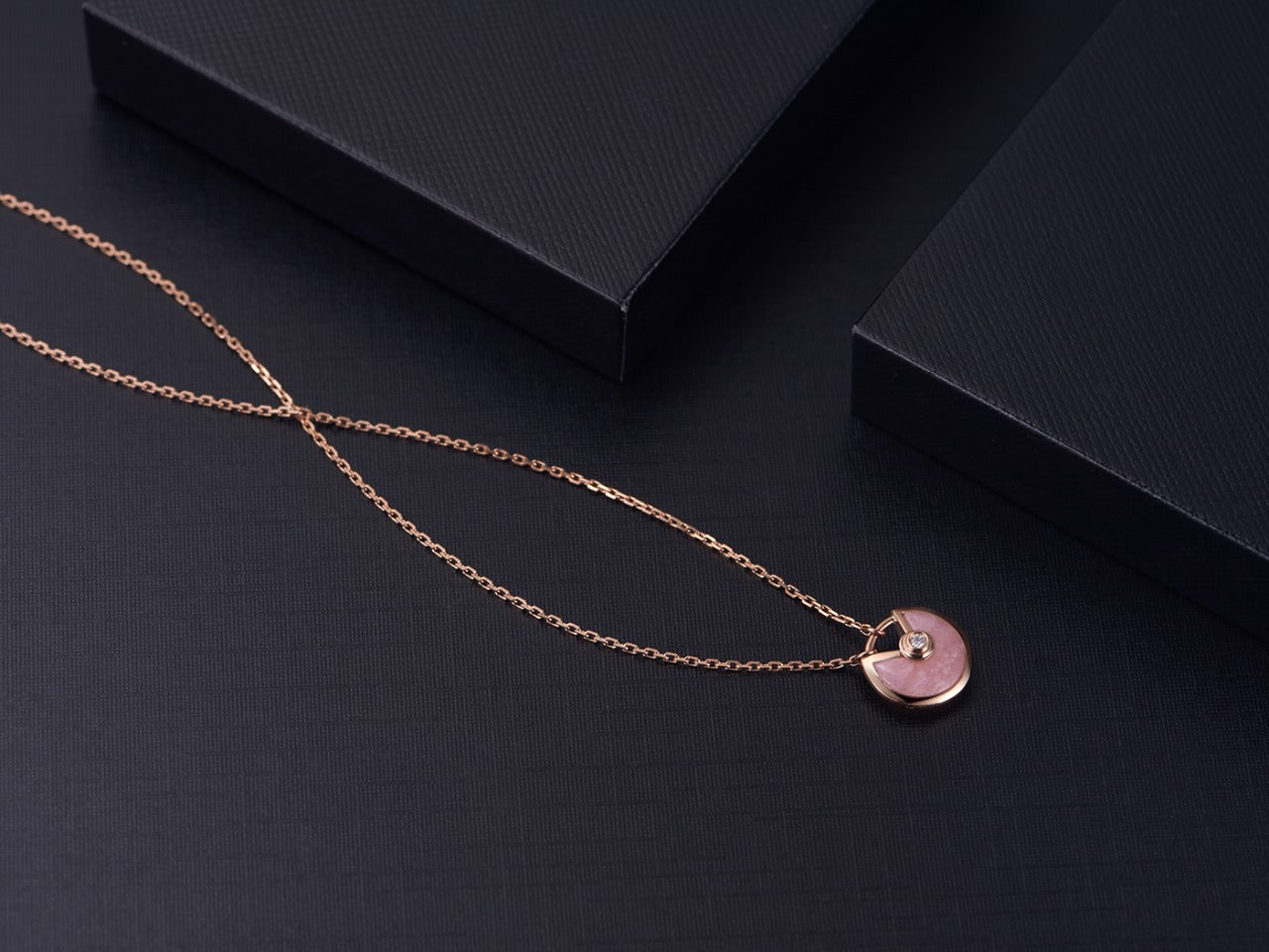 [baslovejewels]AMULETTE ROSE GOLD PINK MOP NECKLACE