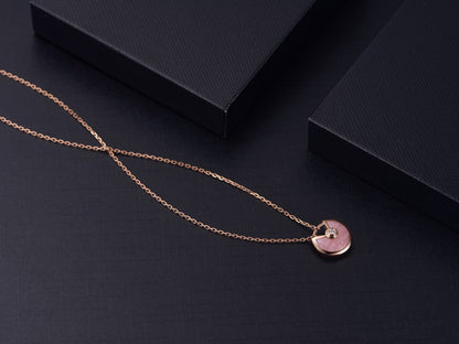 [baslovejewels]AMULETTE ROSE GOLD PINK MOP NECKLACE