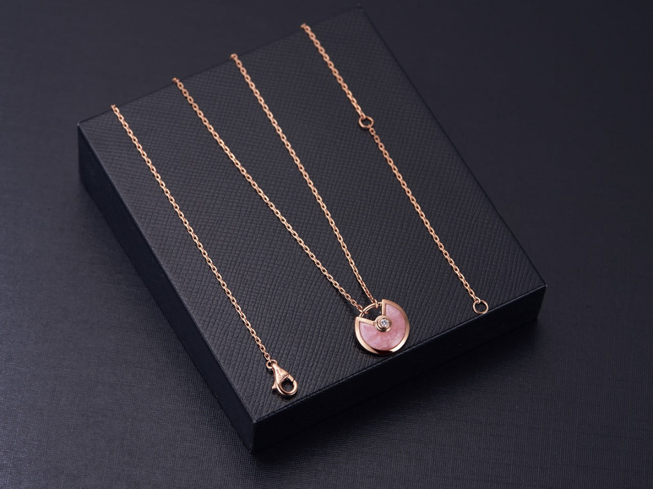 [baslovejewels]AMULETTE ROSE GOLD PINK MOP NECKLACE