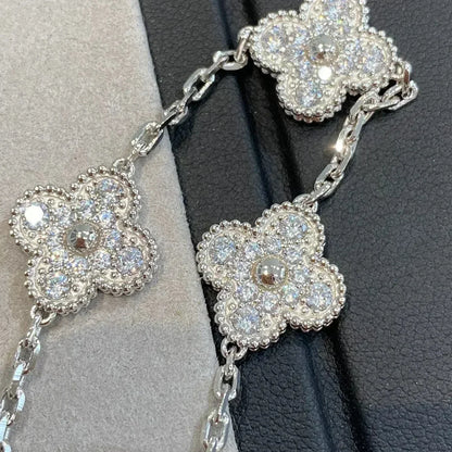 [baslovejewels]CLOVER 5 MOTIFS  DIAMOND BRACELET SILVER