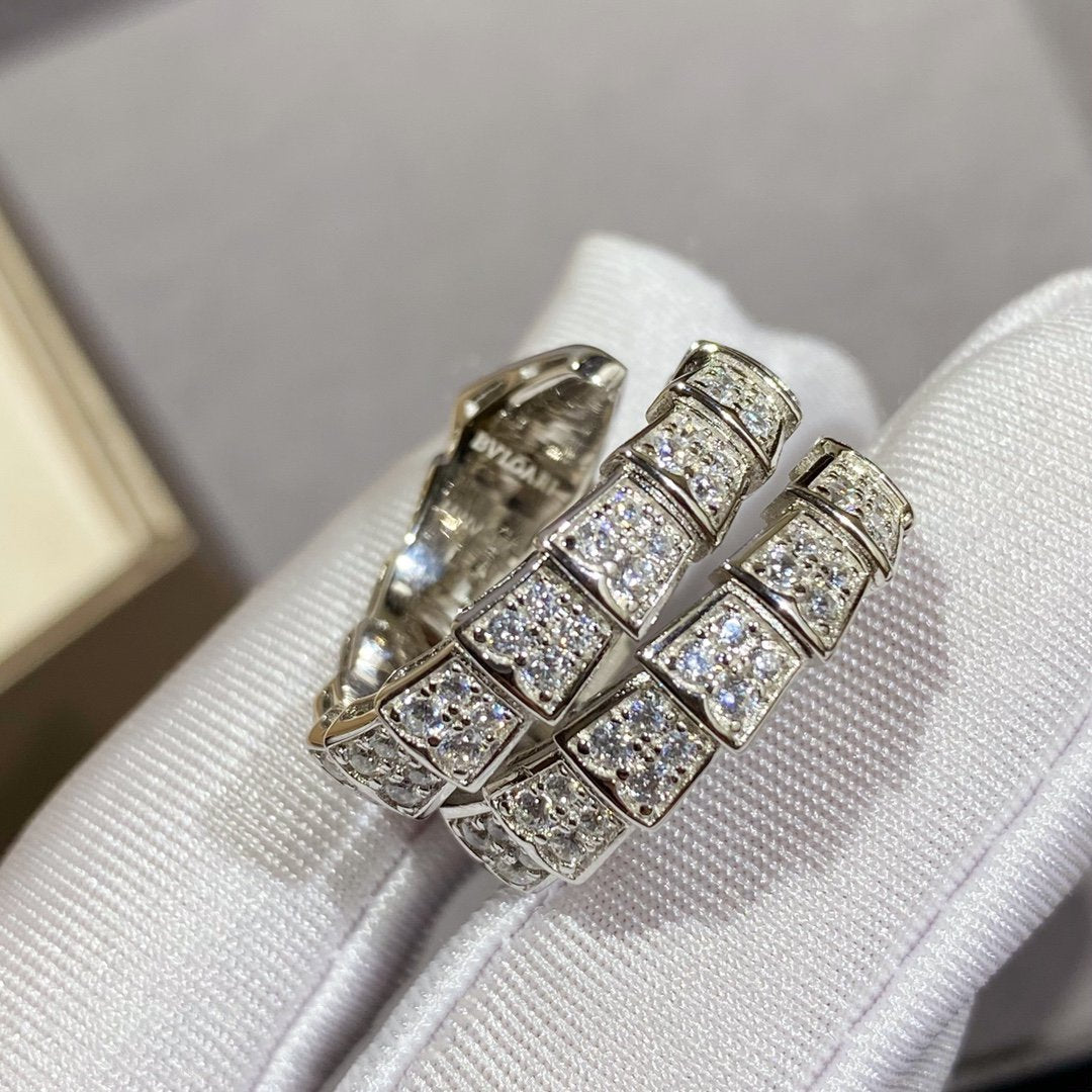 [baslovejewels]SERPENTI DOUBLE RING SILVER DIAMOND PAVED
