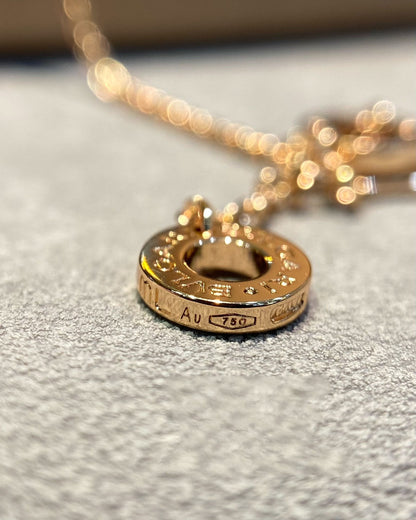 [baslovejewels]DREAM MALACHITE DIAMOND PAVED PINK GOLD NECKLACE