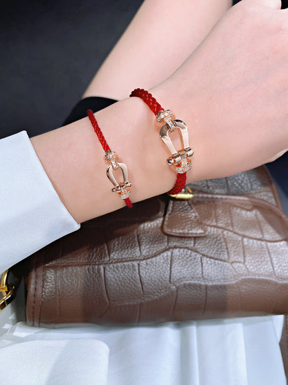 [baslovejewels]FORCE 10 HALF DIAMOND PINK GOLD RED CORDERI LARGE AND MEDIUM MODEL