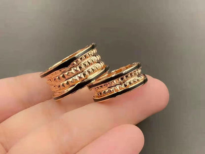 [baslovejewels]ZERO 1 ROCK BLACK CERAMIC PINK GOLD LARGE MODEL