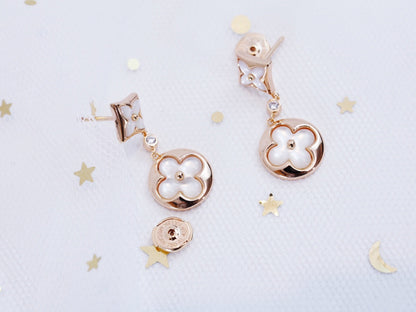 [baslovejewels]STAR AND SUN PINK GOLD MOP DROP EARRINGS