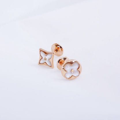 [baslovejewels]STAR AND SUN PINK GOLD MOP STUD EARRINGS