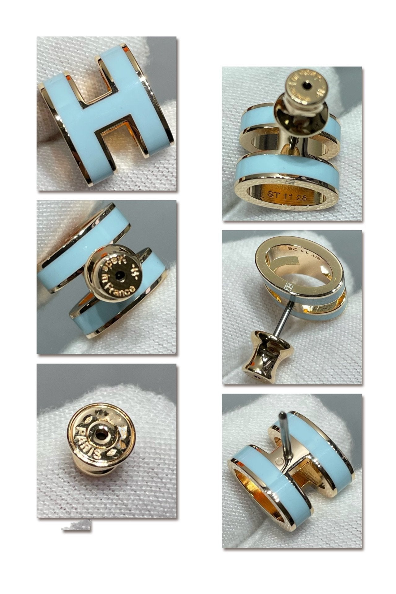 [baslovejewels]POP H SKY BLUE STUD EARRINGS