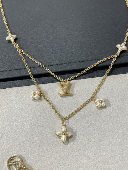 [baslovejewels]FLOWERGRAM GOLD MOP DOUBLE ROW NECKLACE