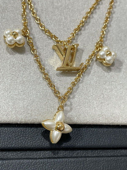 [baslovejewels]FLOWERGRAM GOLD MOP DOUBLE ROW NECKLACE