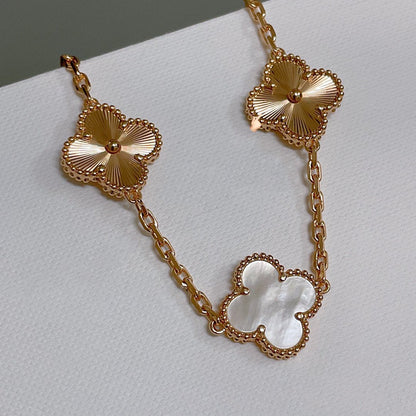 [baslovejewels]CLOVER BRACELET 5 MOTIF WHITE MOP PINK GOLD
