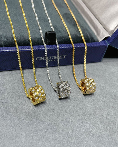 [baslovejewels]BEE LOVE DIAMOND PAVED 3 ROW NECKLACE