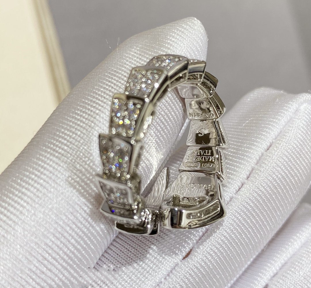 [baslovejewels]SERPENTI LARGE RING SILVER DIAMOND PAVED