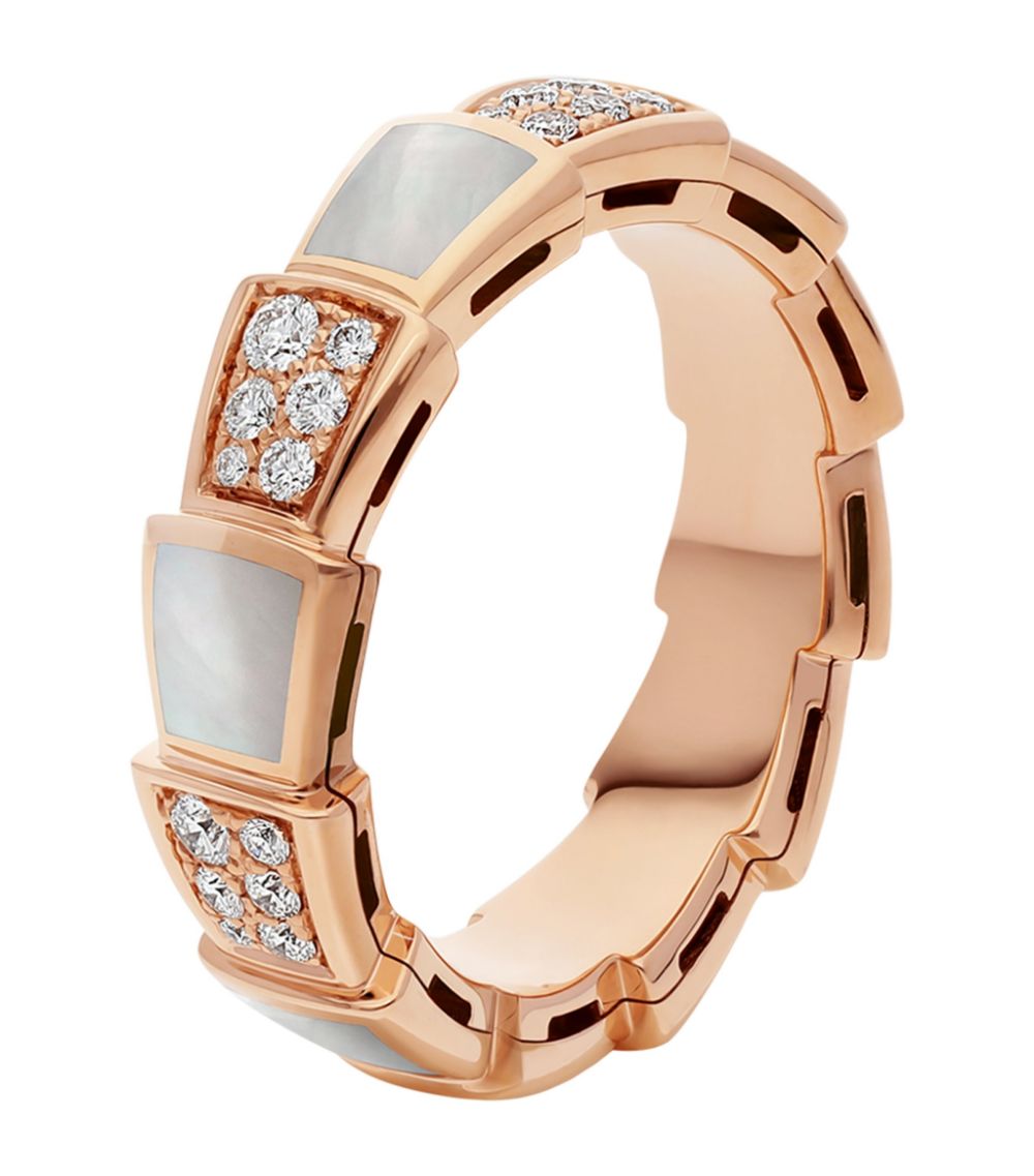 [baslovejewels]SERPENTI RING PINK GOLD MOP DIAMOND PAVED 4MM