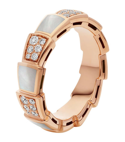 [baslovejewels]SERPENTI RING PINK GOLD MOP DIAMOND PAVED 4MM