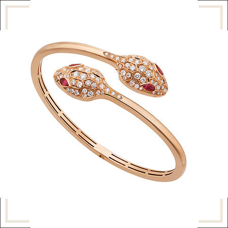 [baslovejewels]SERPENTI BRACELET PINK GOLD DIAMOND DOUBLE SNAKE
