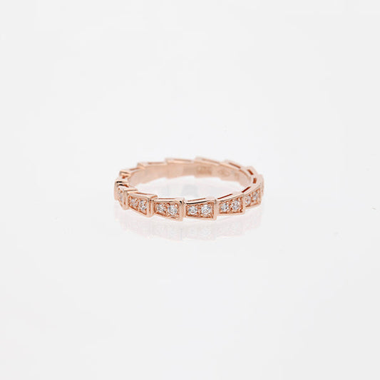 [baslovejewels]SERPENTI RING PINK GOLD DIAMOND PAVED 3MM
