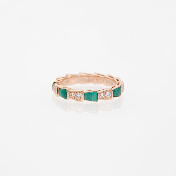 [baslovejewels]SERPENTI RING PINK GOLD MALACHITE DIAMOND 3MM