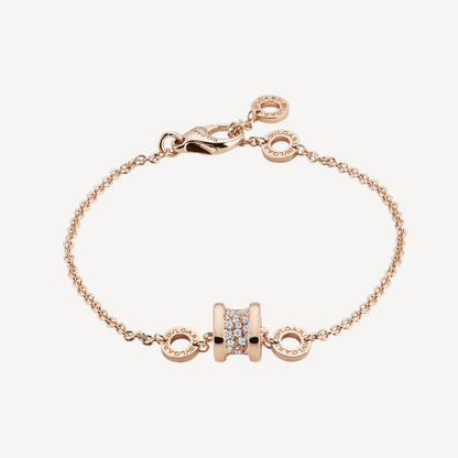 [baslovejewels]ZERO 1 SOFT PINK GOLD WITH PAVED DIAMONDS ON THE SPIRAL BRACELET