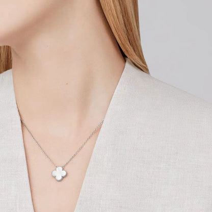 [basloveJW]CLOVER MEDIUM SILVER WHITE MOP NECKLACE