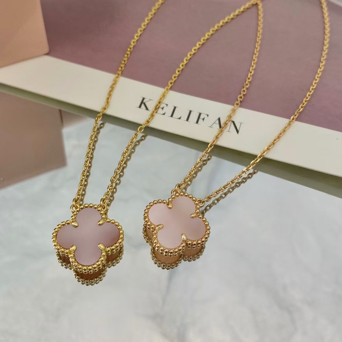 [basloveJW]CLOVER 15MM PINK MOTHER-OF-PEARL NECKLACE