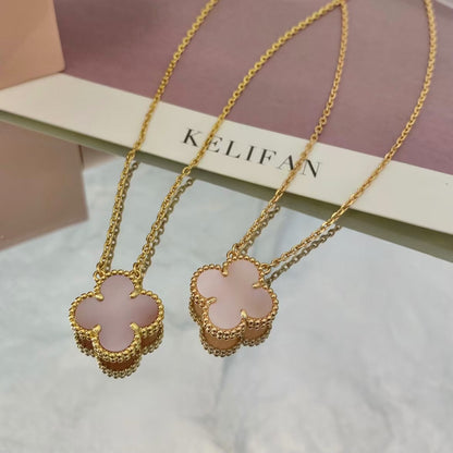 [basloveJW]CLOVER 15MM PINK MOTHER-OF-PEARL NECKLACE