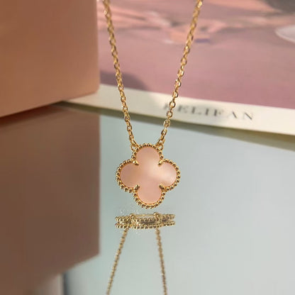 [basloveJW]CLOVER 15MM PINK MOTHER-OF-PEARL NECKLACE