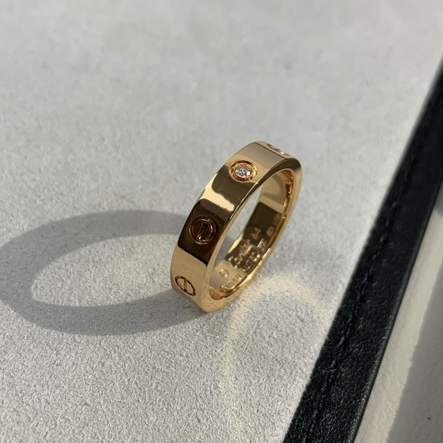 [baslovejewels]LOVE RING 4MM 1 DIAMOND PINK GOLD