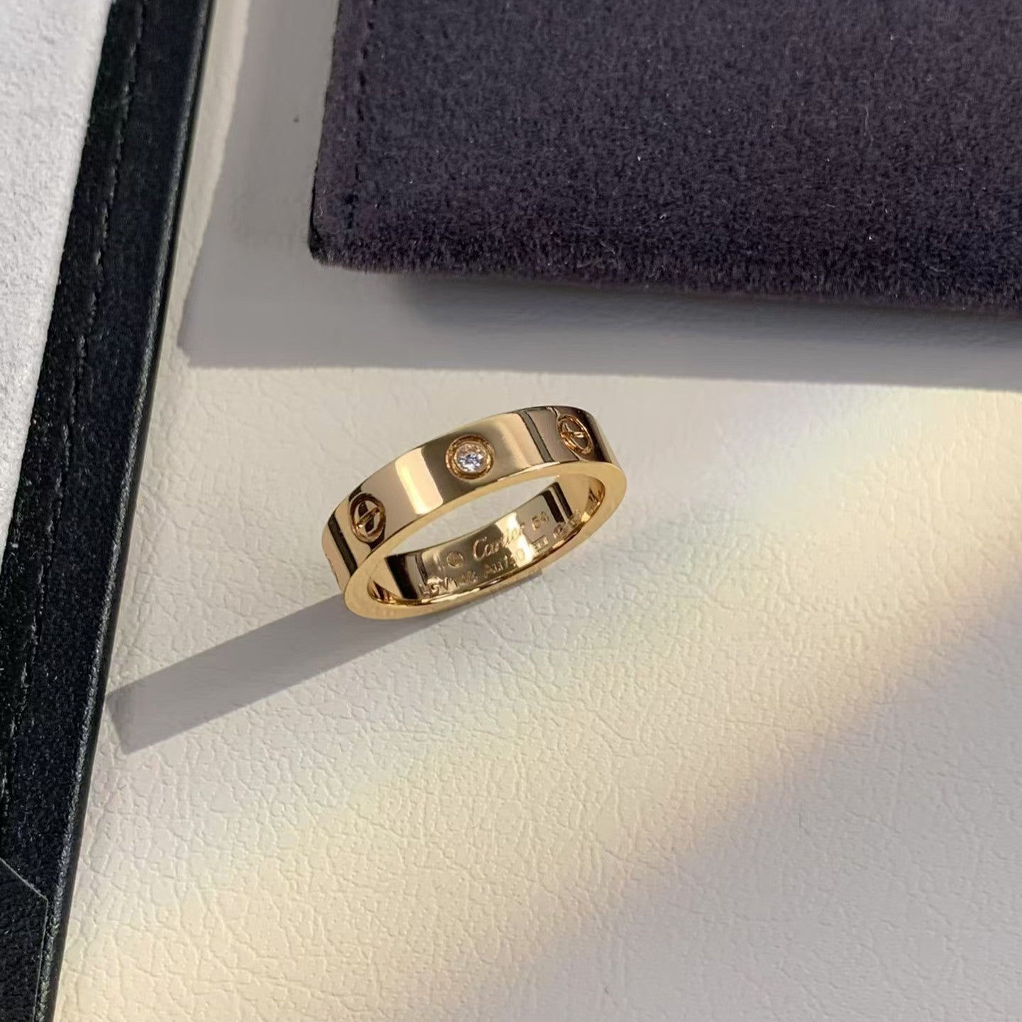 [baslovejewels]LOVE RING 4MM 1 DIAMOND PINK GOLD