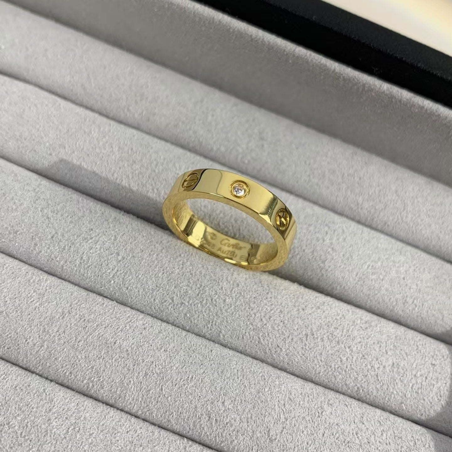 [baslovejewels]LOVE RING 4MM 1 DIAMOND GOLD