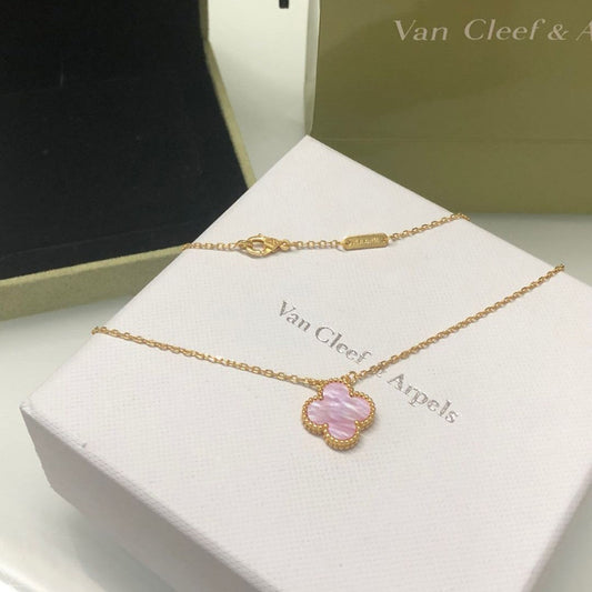 [basloveJW]CLOVER 15MM PINK MOTHER-OF-PEARL NECKLACE