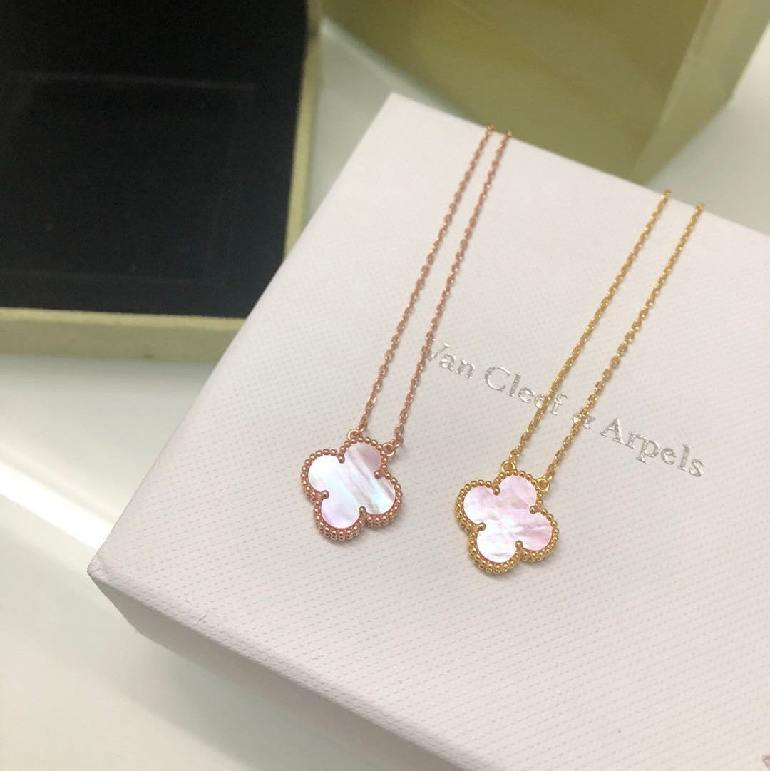 [basloveJW]CLOVER 15MM PINK MOTHER-OF-PEARL NECKLACE