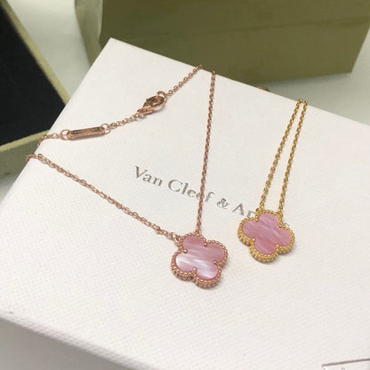 [basloveJW]CLOVER 15MM PINK MOTHER-OF-PEARL NECKLACE