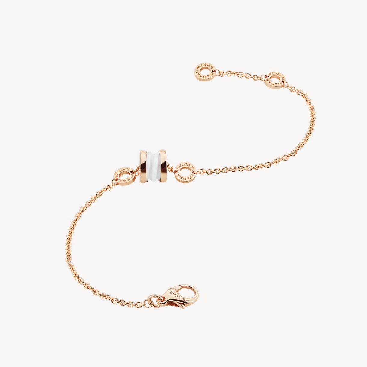 [baslovejewels]ZERO 1 SOFT PINK GOLD AND WHITE CERAMIC BRACELET