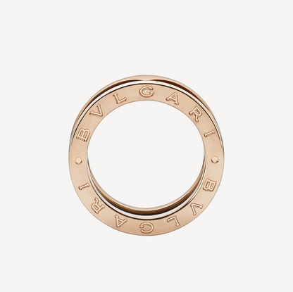 [baslovejewels]ZERO 1 TWO-BAND LOOPS AND BLACK CERAMIC PINK GOLD RING